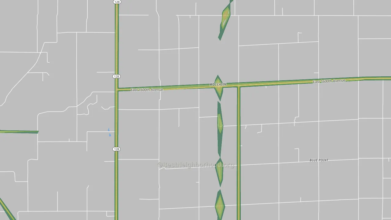 Moccasin, IL Map of Noise Levels in Moccasin