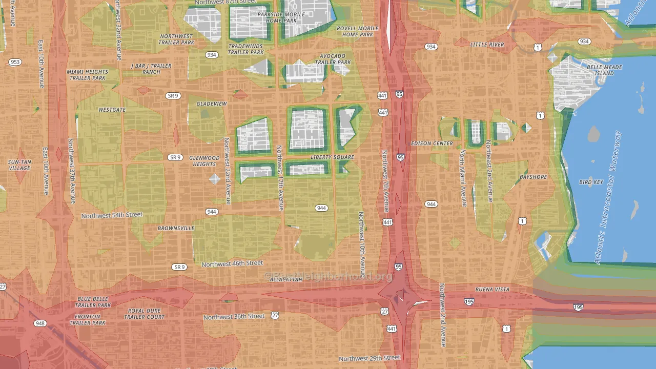 Model City, Miami, FL Map of Noise Levels in Model City