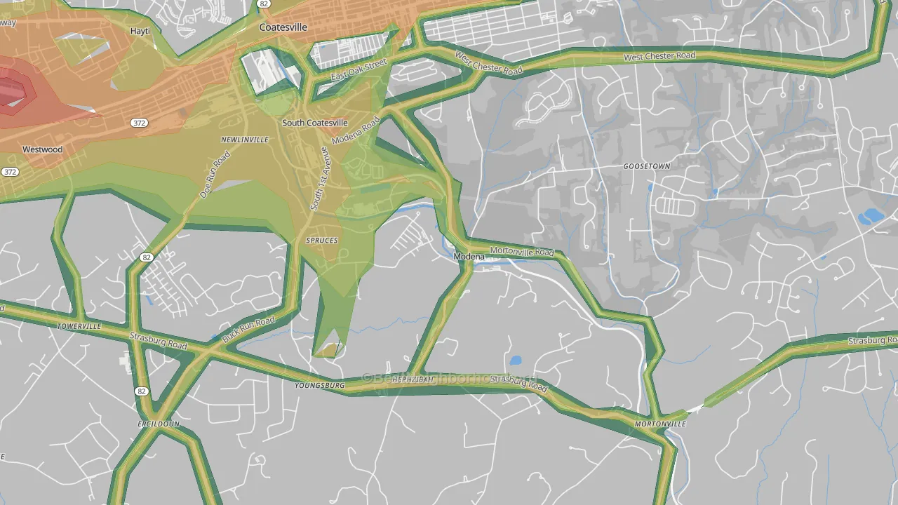 Modena, PA Map of Noise Levels in Modena