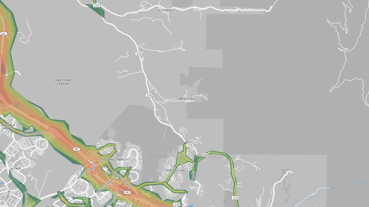 Modjeska, CA Map of Noise Levels in Modjeska