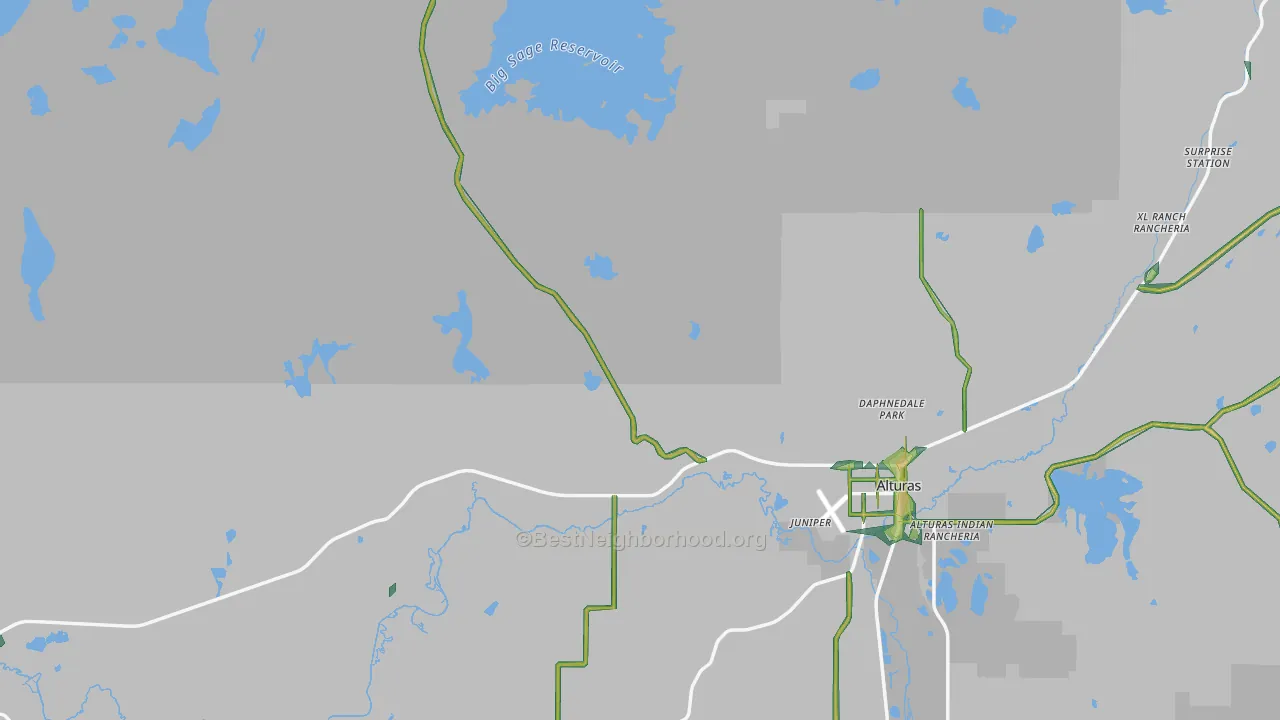 Modoc County, CA Map of Noise Levels in Modoc County