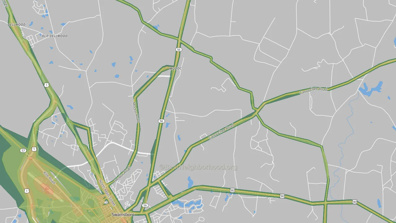 Modoc, GA Map of Noise Levels in Modoc
