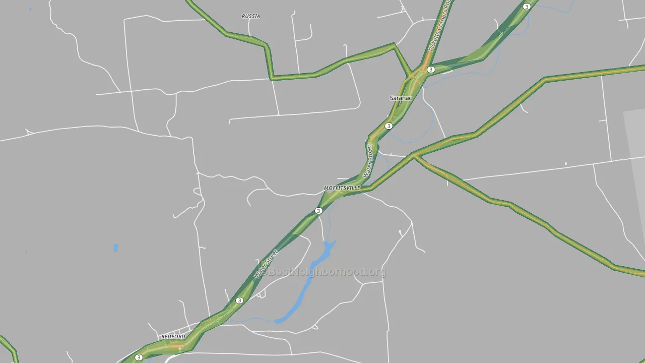 Moffitsville, NY Map of Noise Levels in Moffitsville