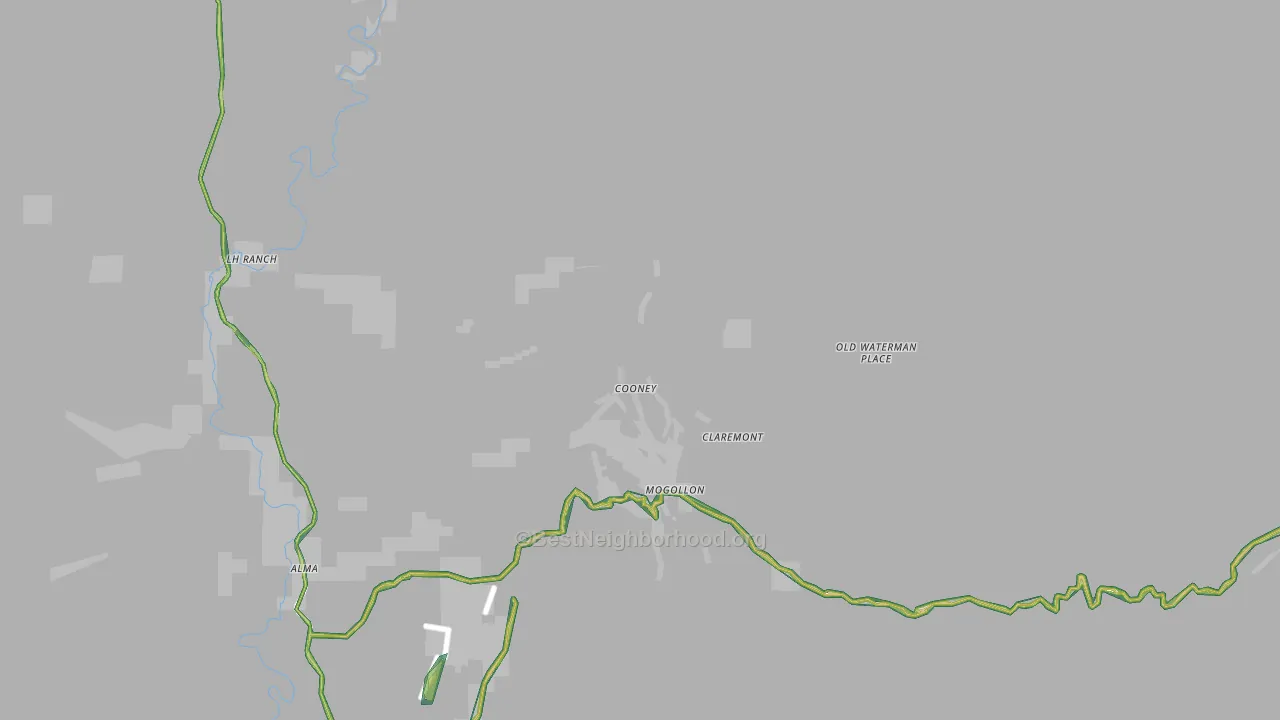 Mogollon, NM Map of Noise Levels in Mogollon