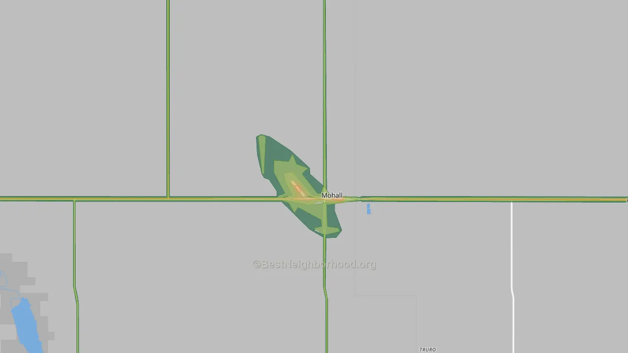 Mohall, ND Map of Noise Levels in Mohall