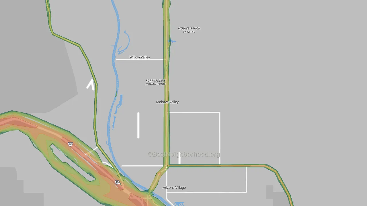 Mohave Valley, AZ Map of Noise Levels in Mohave Valley