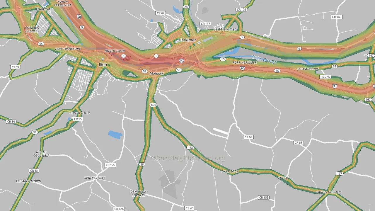 Mohawk, NY Map of Noise Levels in Mohawk
