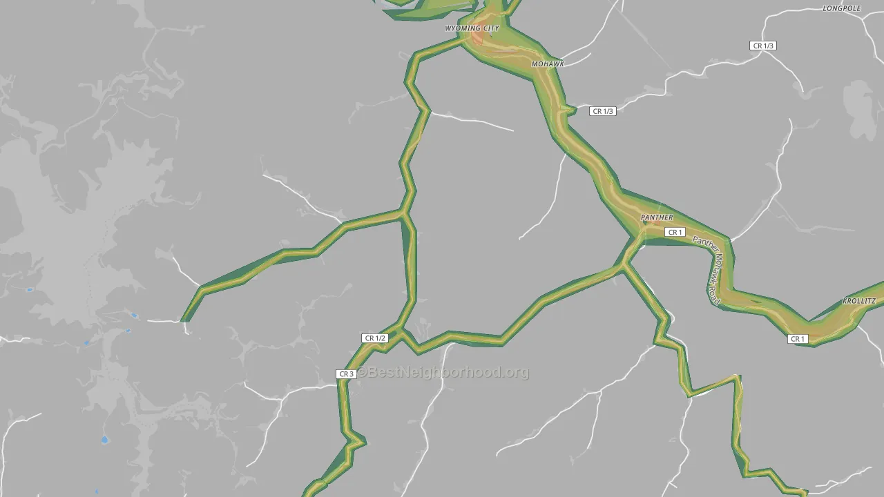 Mohawk, WV Map of Noise Levels in Mohawk