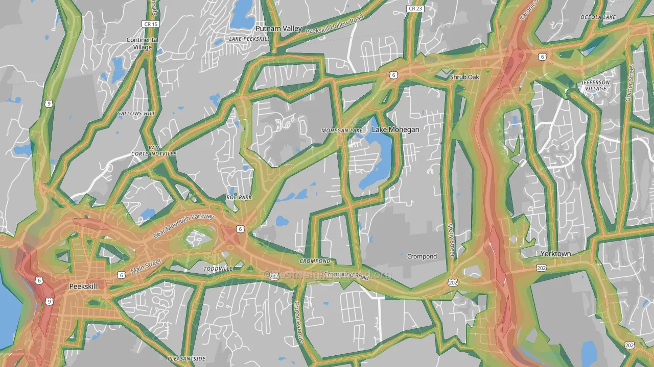 Mohegan Lake, NY Map of Noise Levels in Mohegan Lake