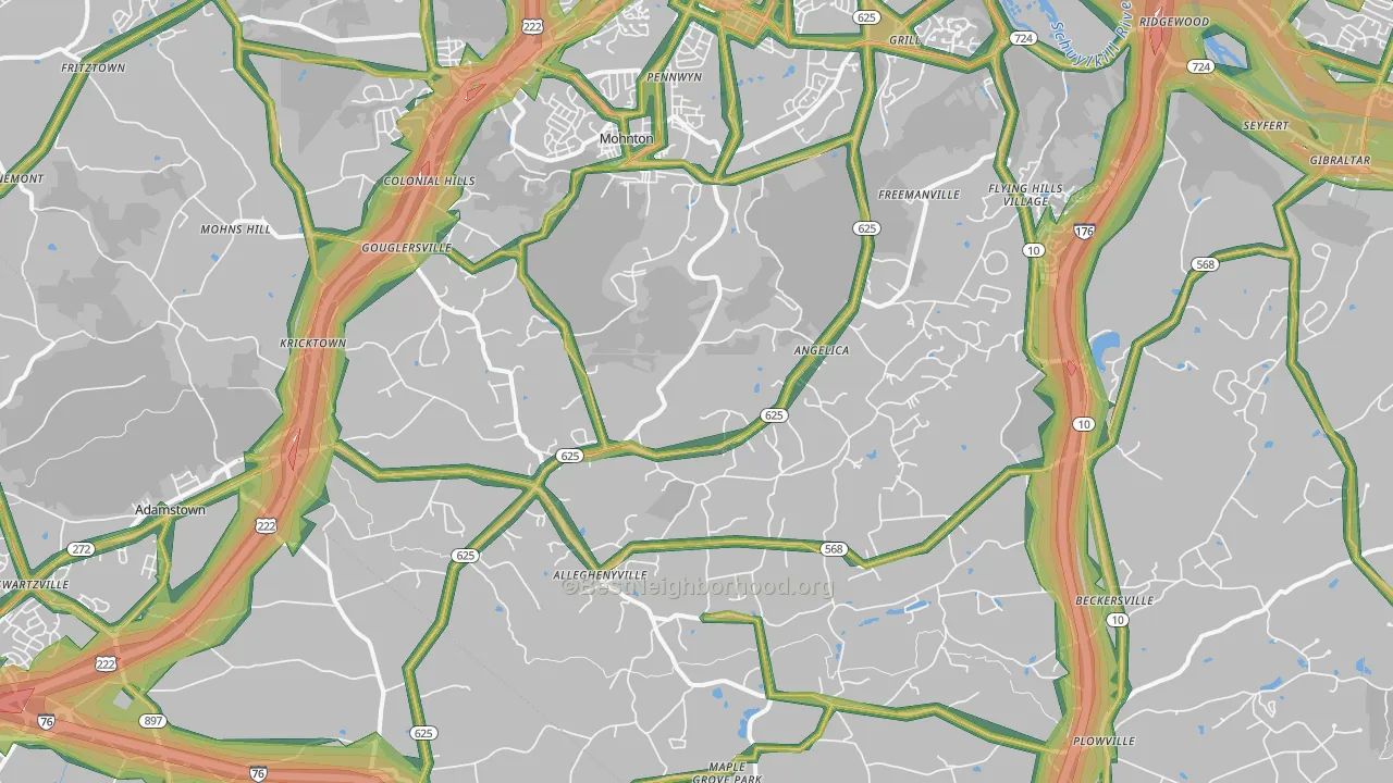 Mohnton, PA Map of Noise Levels in Mohnton