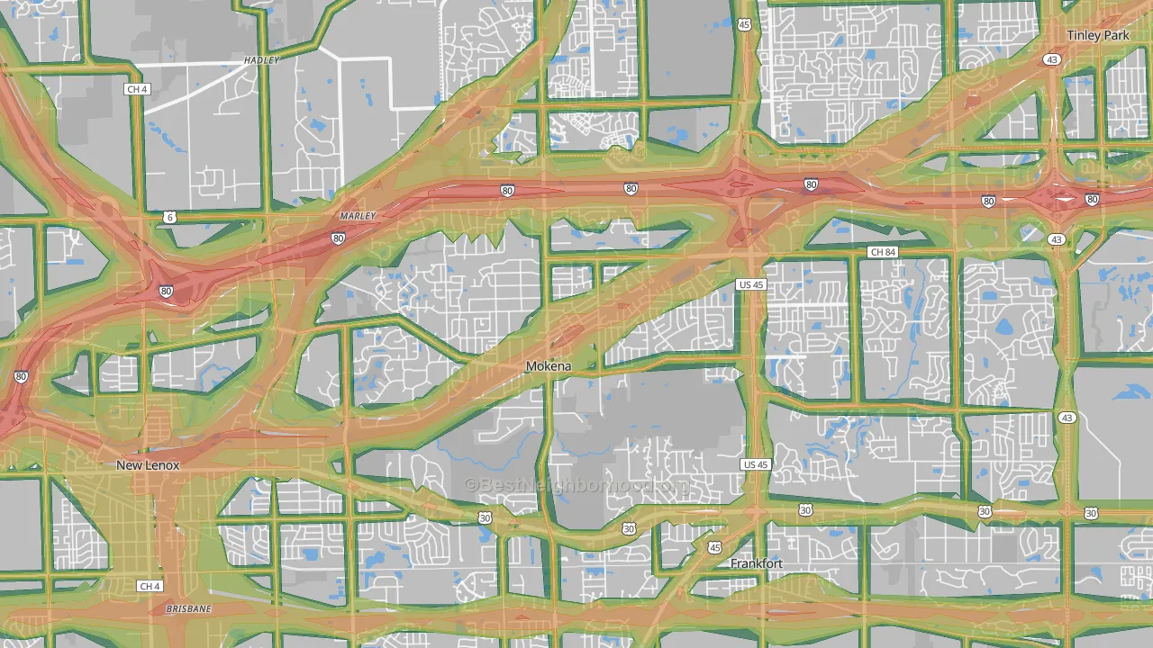Mokena, IL Map of Noise Levels in Mokena