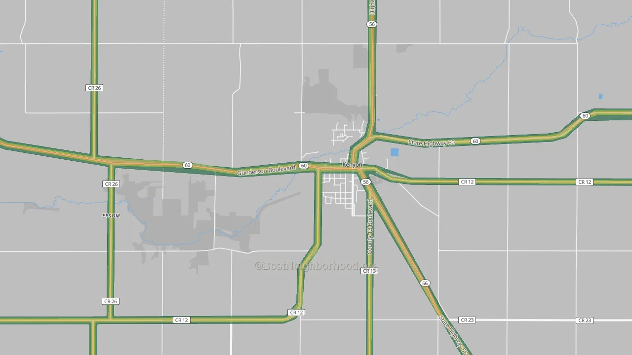 Moland, MN Map of Noise Levels in Moland
