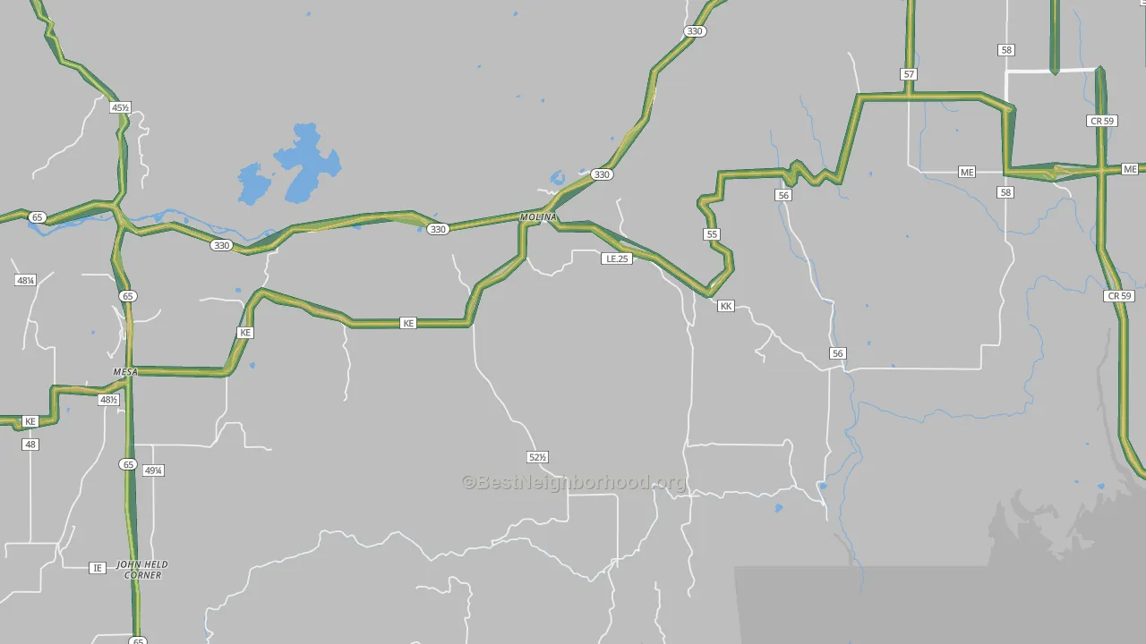 Molina, CO Map of Noise Levels in Molina