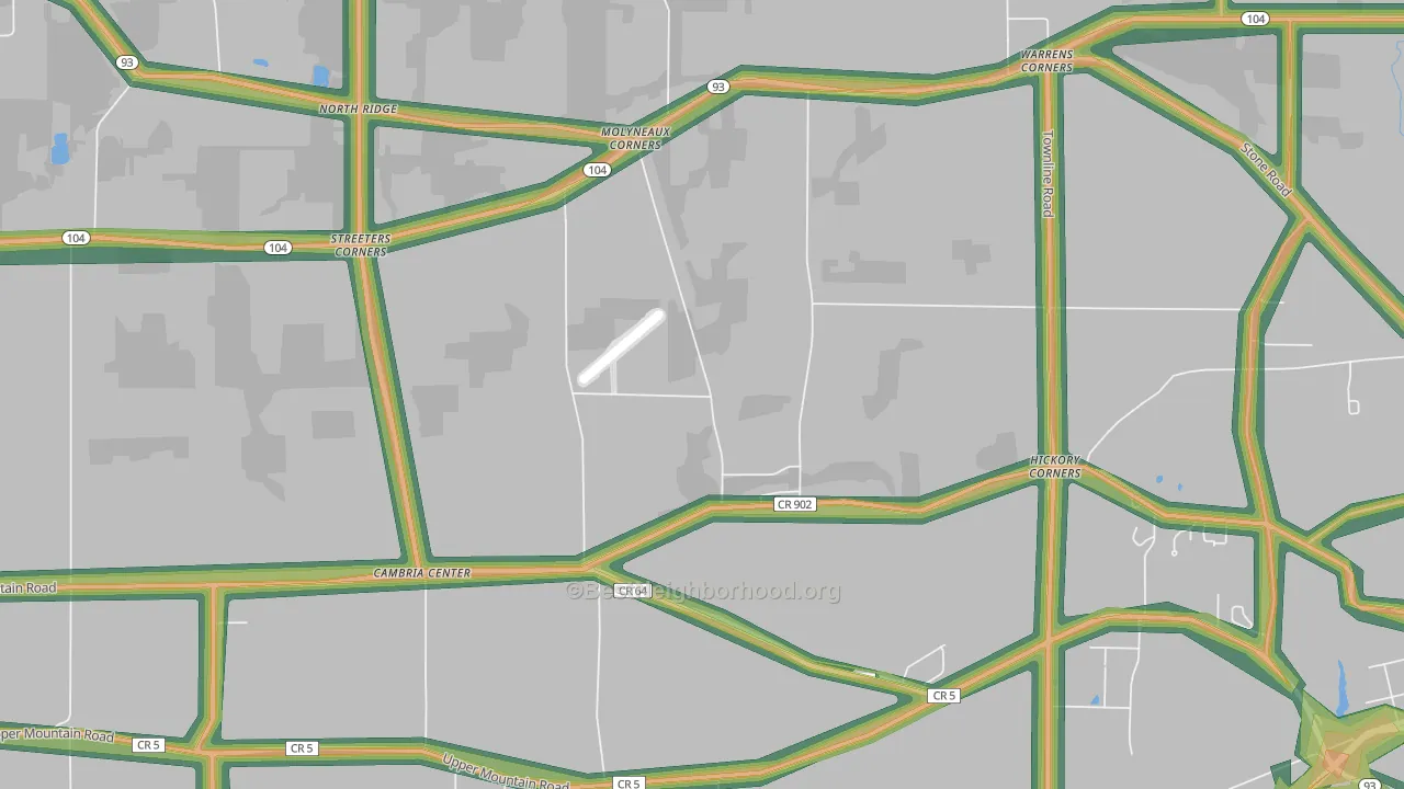 Molyneaux Corners, NY Map of Noise Levels in Molyneaux Corners