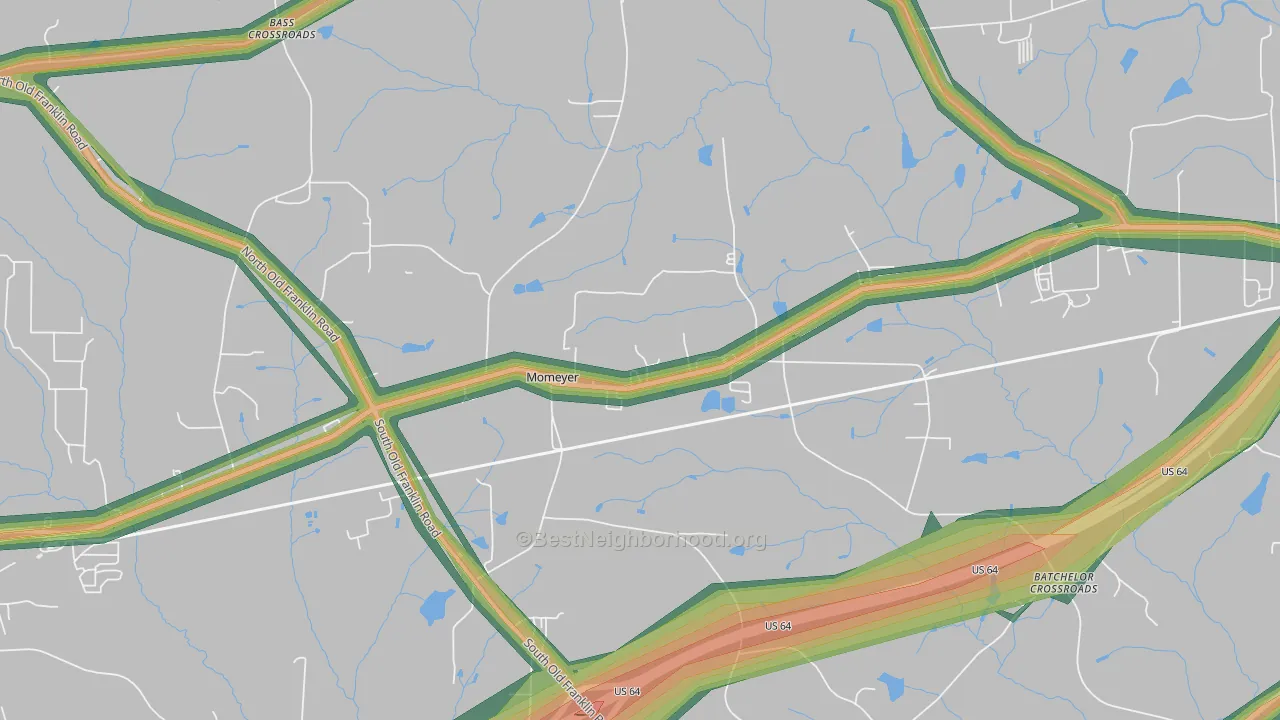 Momeyer, NC Map of Noise Levels in Momeyer