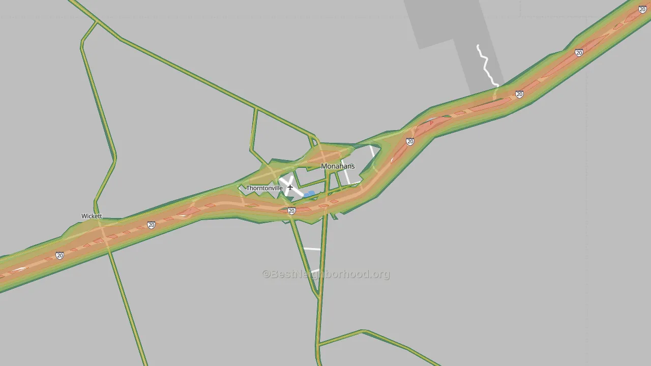 Monahans, TX Map of Noise Levels in Monahans