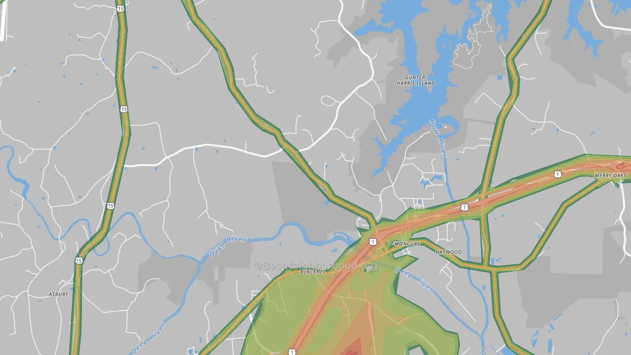Moncure, NC Map of Noise Levels in Moncure