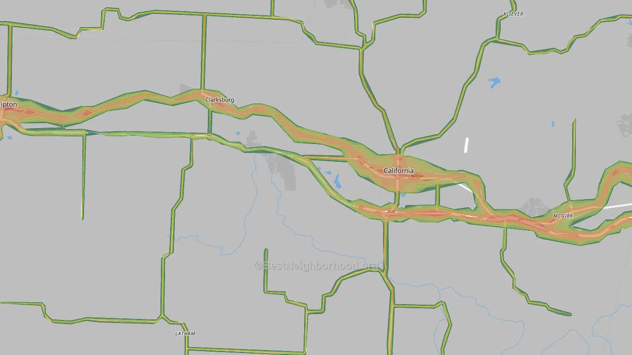 Moniteau County, MO Map of Noise Levels in Moniteau County