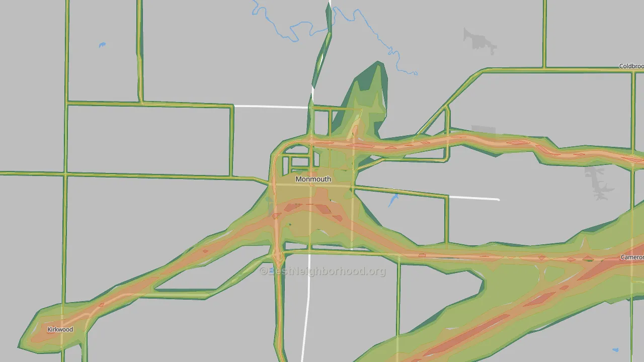 Monmouth, IL Map of Noise Levels in Monmouth