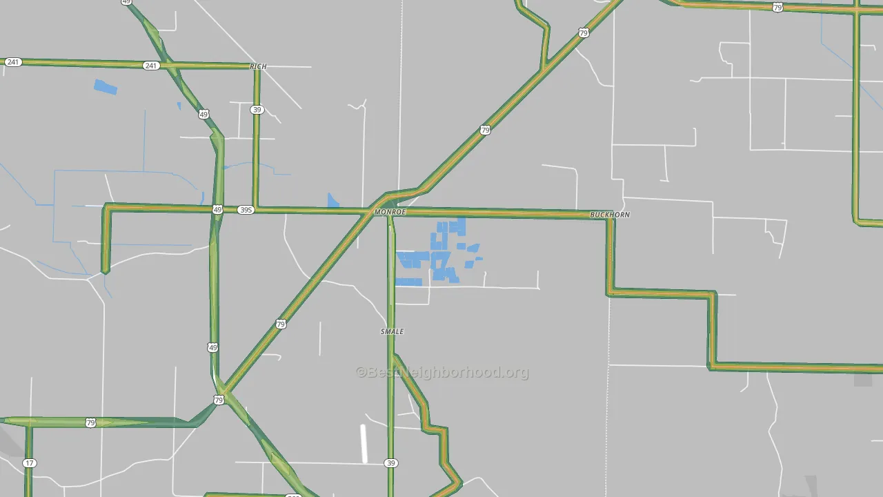 Monroe, AR Map of Noise Levels in Monroe