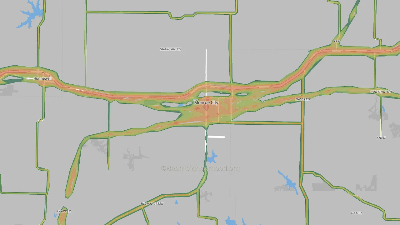 Monroe City, MO Map of Noise Levels in Monroe City