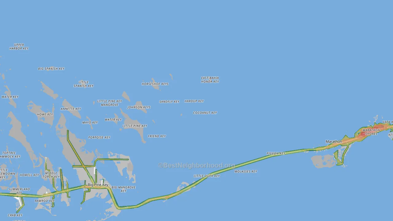 Monroe County, FL Map of Noise Levels in Monroe County