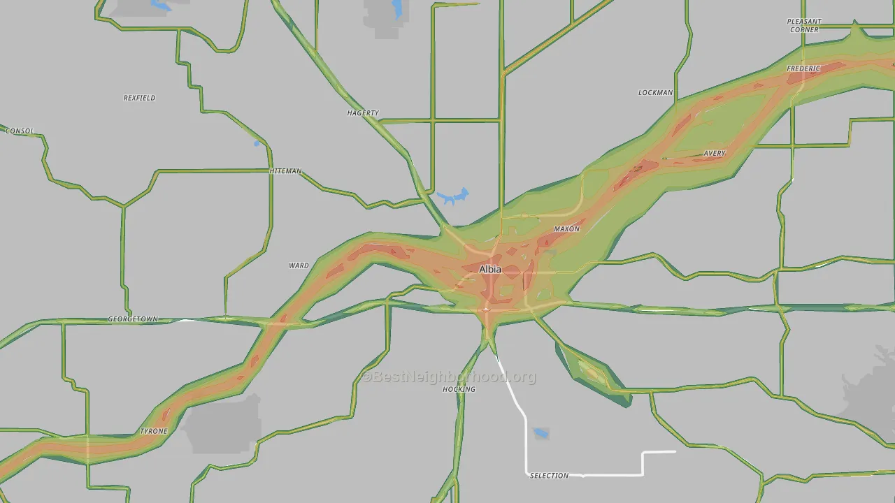 Monroe County, IA Map of Noise Levels in Monroe County