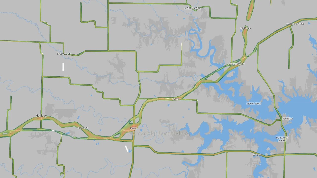 Monroe County, MO Map of Noise Levels in Monroe County