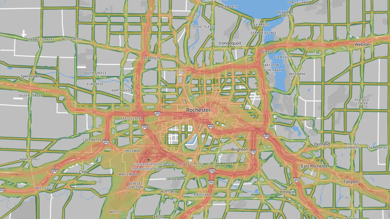 Monroe County, NY Map of Noise Levels in Monroe County