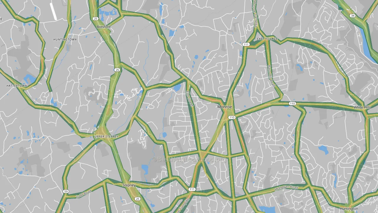 Monroe, CT Map of Noise Levels in Monroe