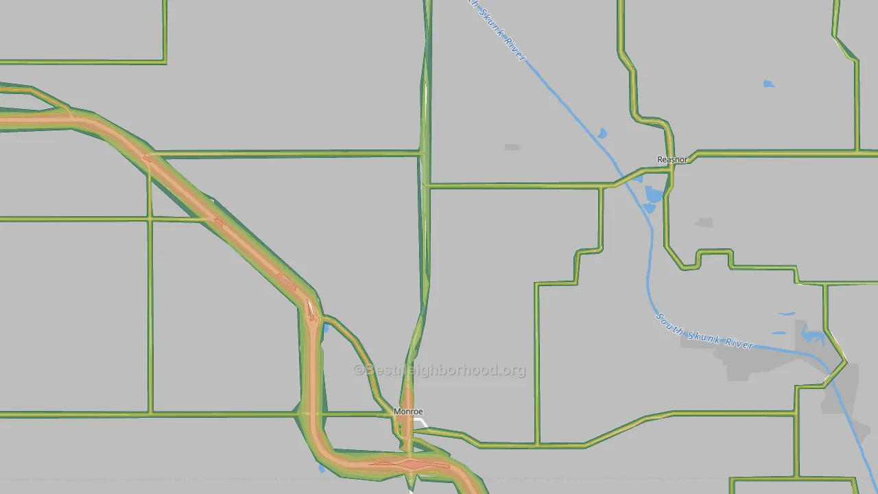 Monroe, IA Map of Noise Levels in Monroe