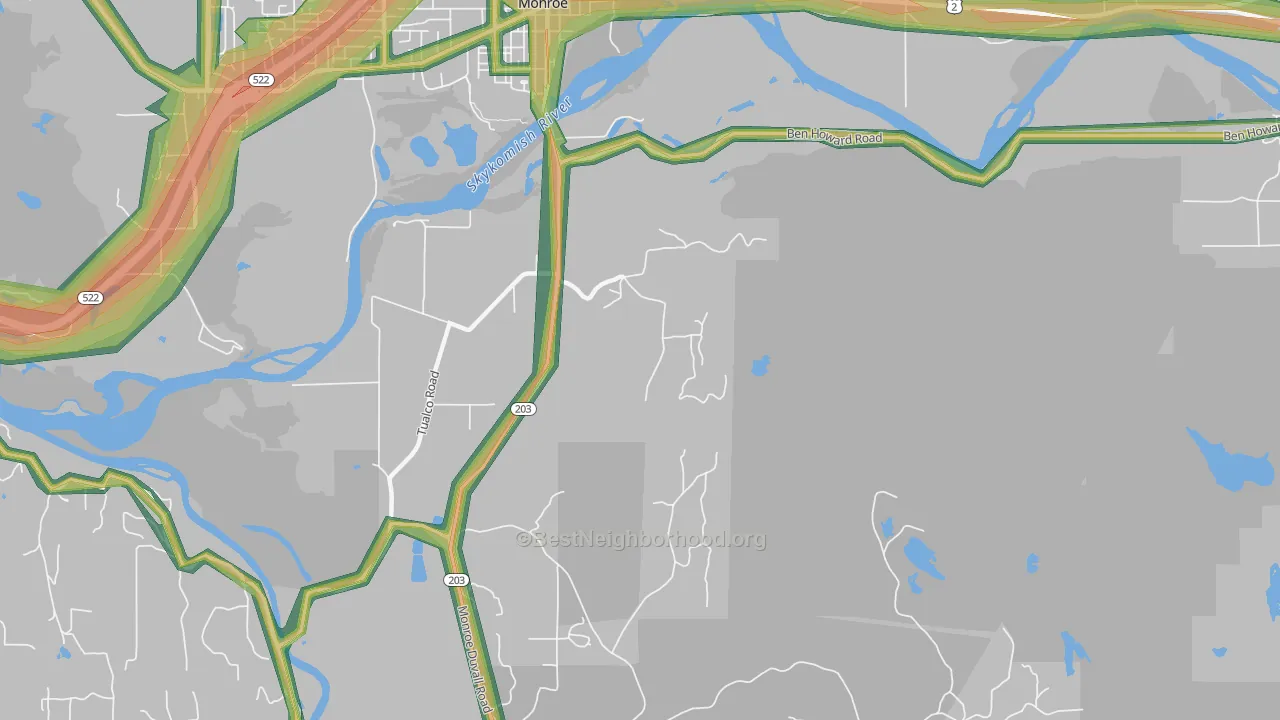 Monroe Junction, WA Map of Noise Levels in Monroe Junction