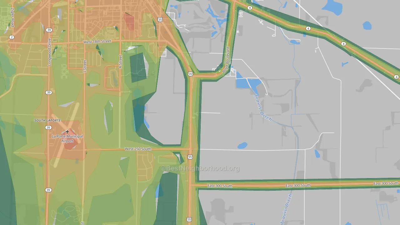 Monroe Manor, IN Map of Noise Levels in Monroe Manor