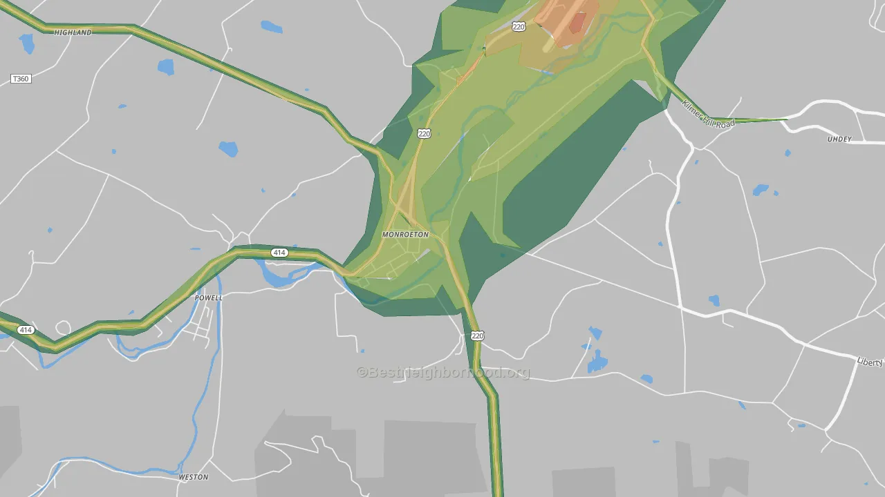 Monroe, PA Map of Noise Levels in Monroe