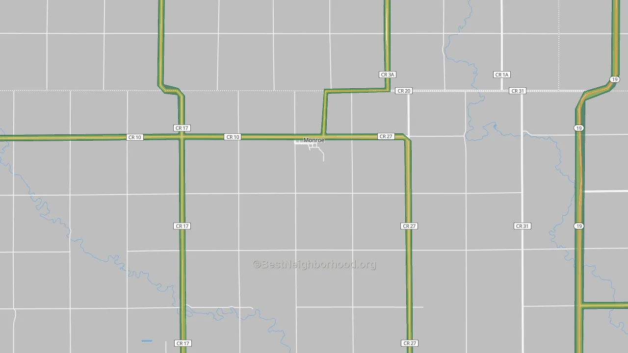 Monroe, SD Map of Noise Levels in Monroe