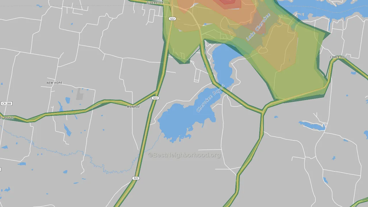 Monroe, TX Map of Noise Levels in Monroe