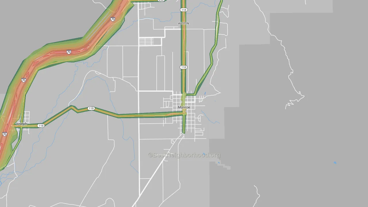Monroe, UT Map of Noise Levels in Monroe