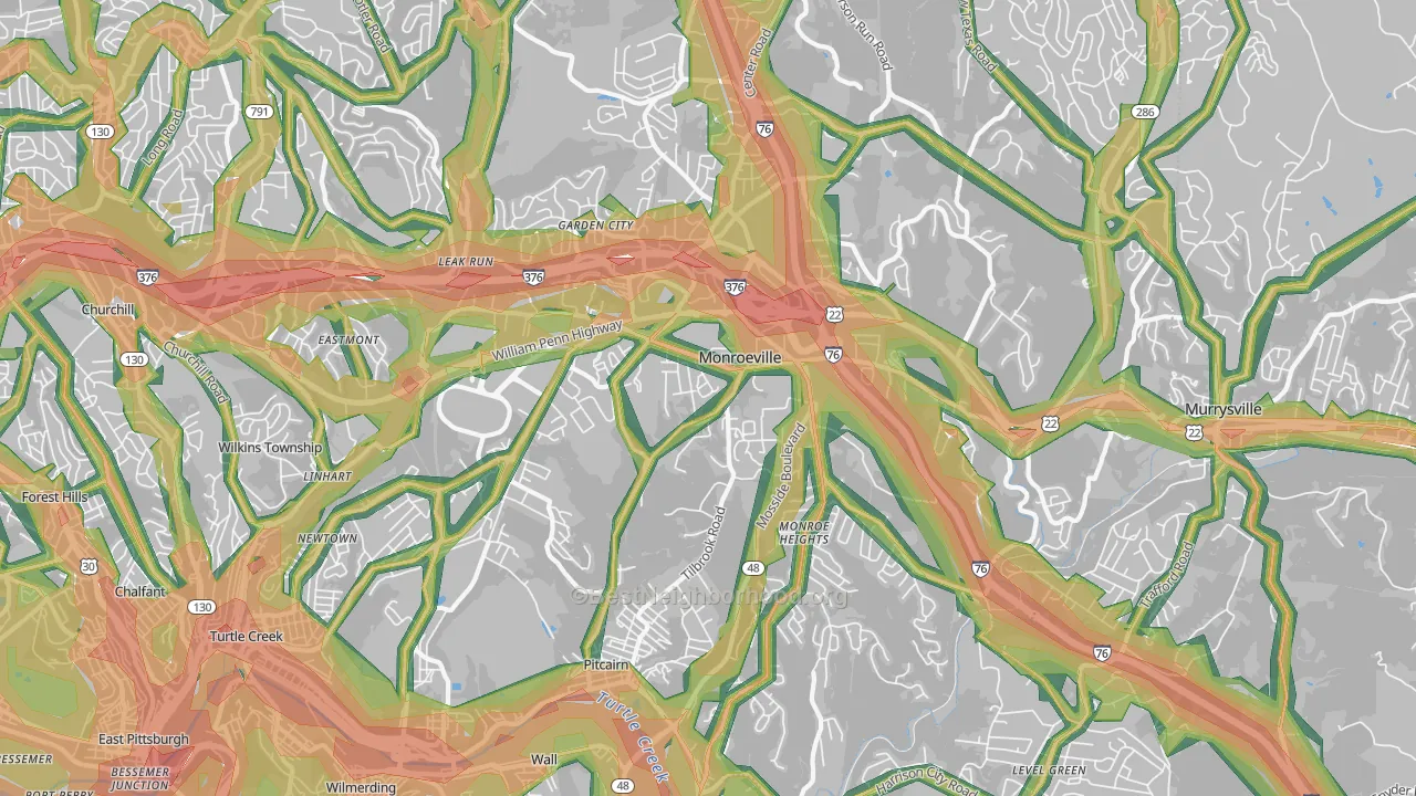 Monroeville, PA Map of Noise Levels in Monroeville
