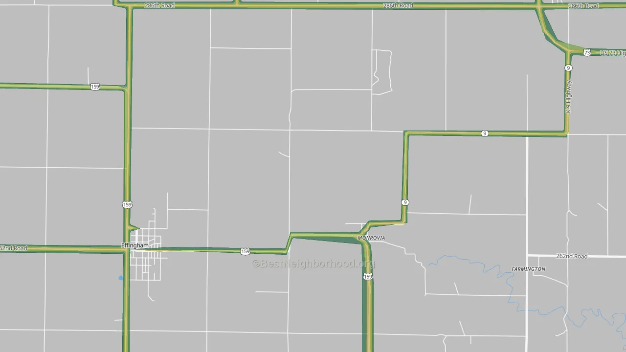 Monrovia, KS Map of Noise Levels in Monrovia