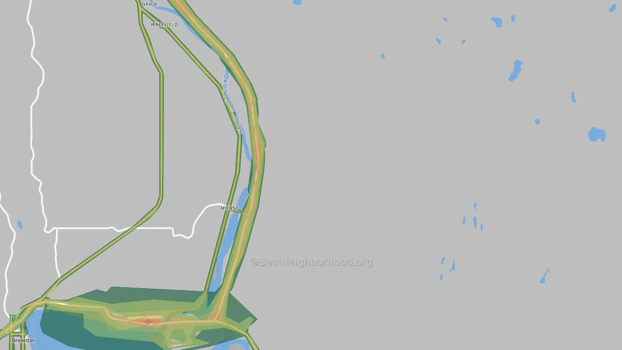 Monse, WA Map of Noise Levels in Monse