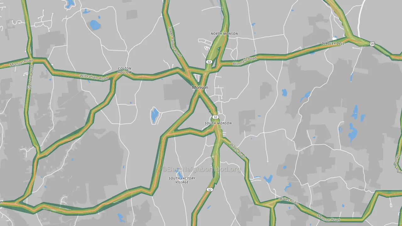 Monson, MA Map of Noise Levels in Monson