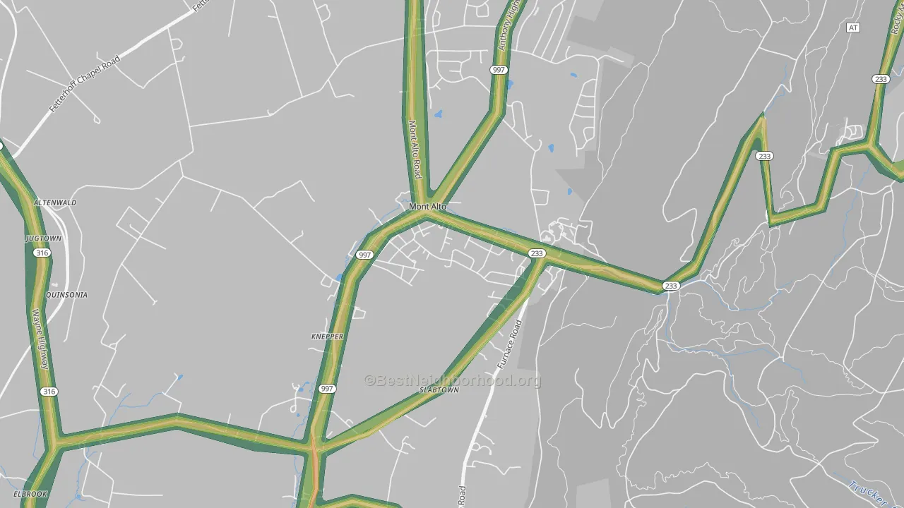 Mont Alto, PA Map of Noise Levels in Mont Alto