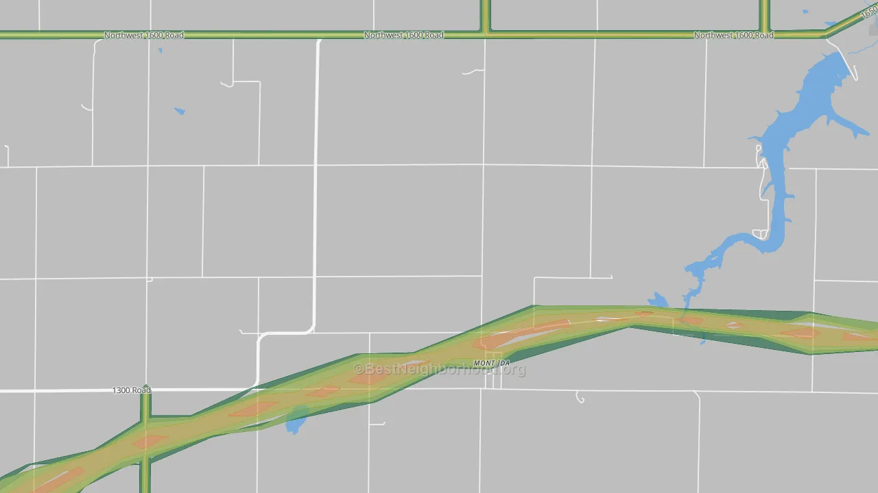 Mont Ida, KS Map of Noise Levels in Mont Ida