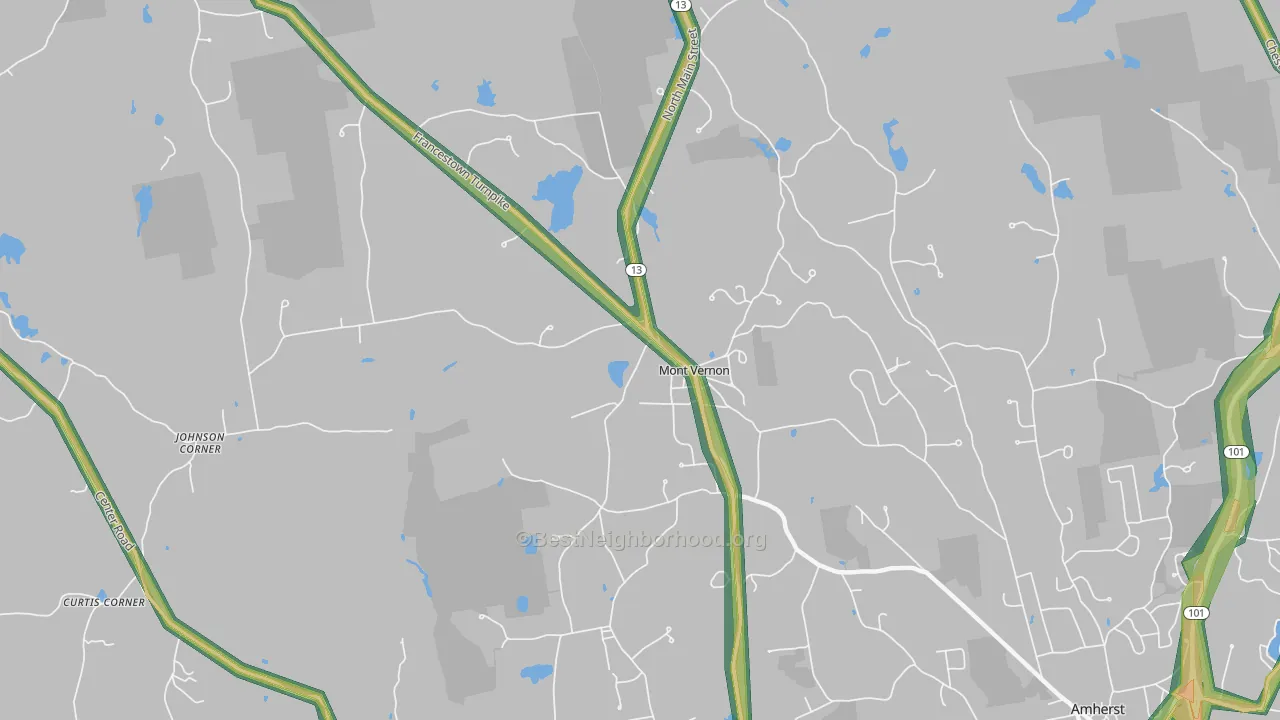 Mont Vernon, NH Map of Noise Levels in Mont Vernon