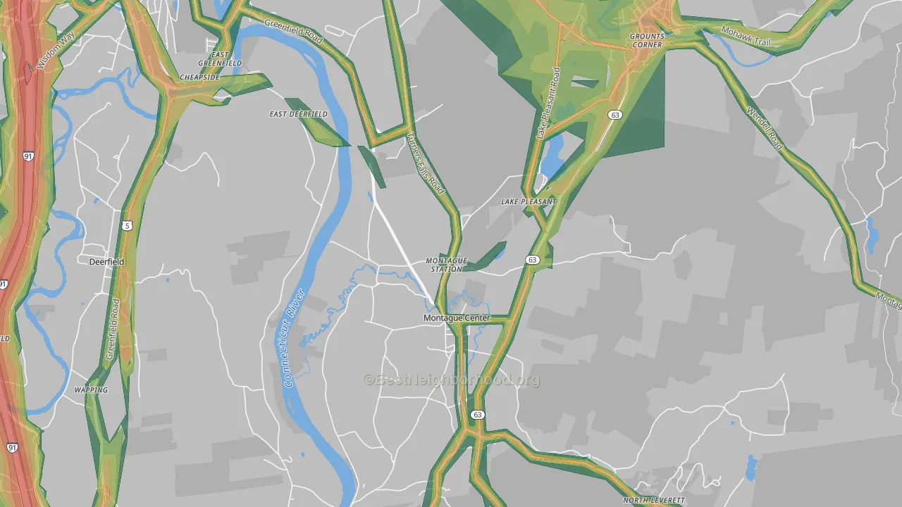 Montague, MA Map of Noise Levels in Montague