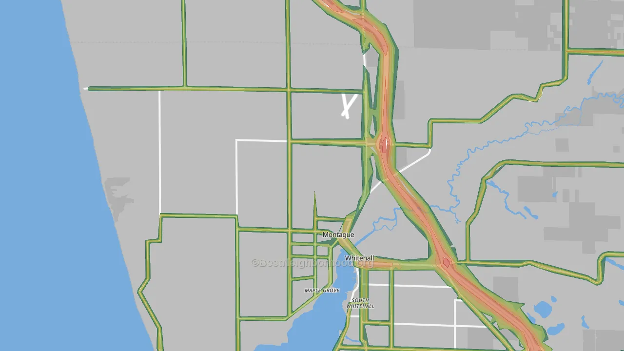 Montague, MI Map of Noise Levels in Montague