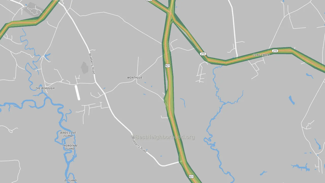 Montague, NC Map of Noise Levels in Montague