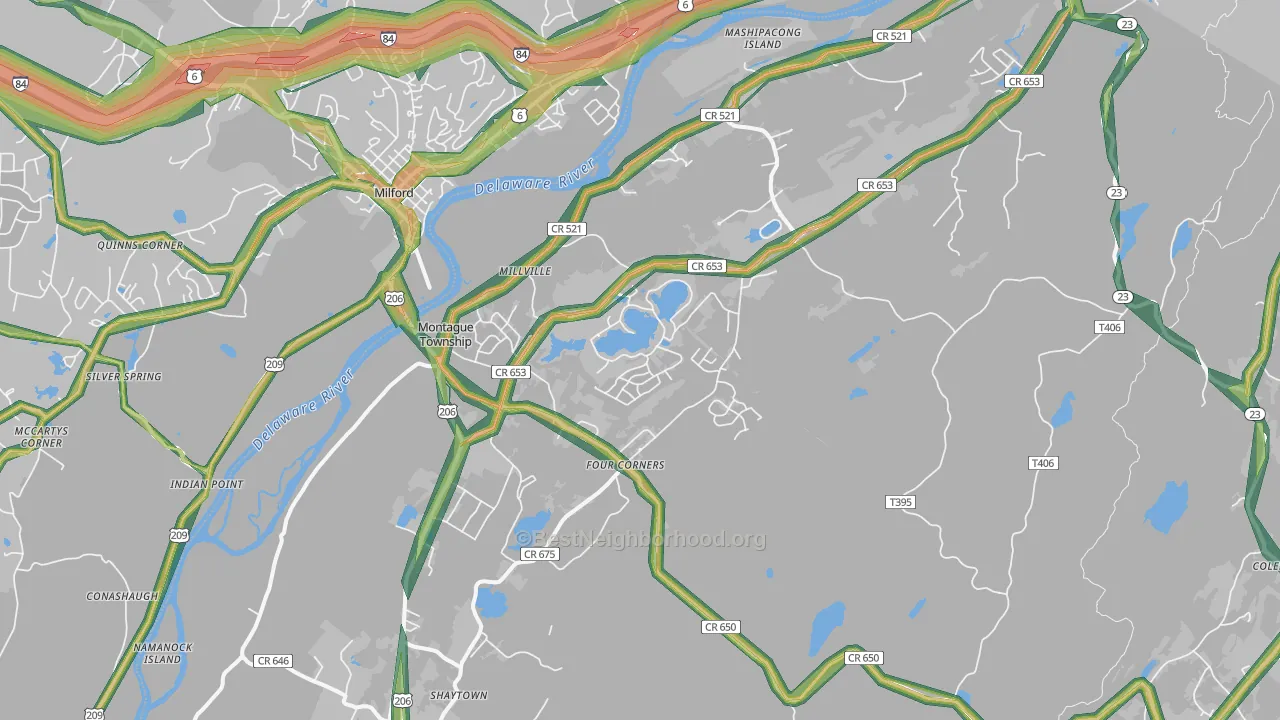 Montague, NJ Map of Noise Levels in Montague