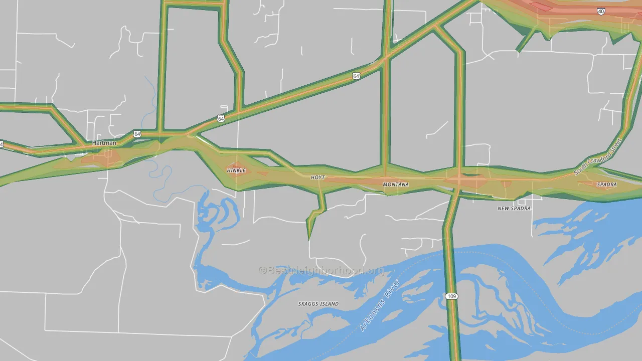 Montana, AR Map of Noise Levels in Montana