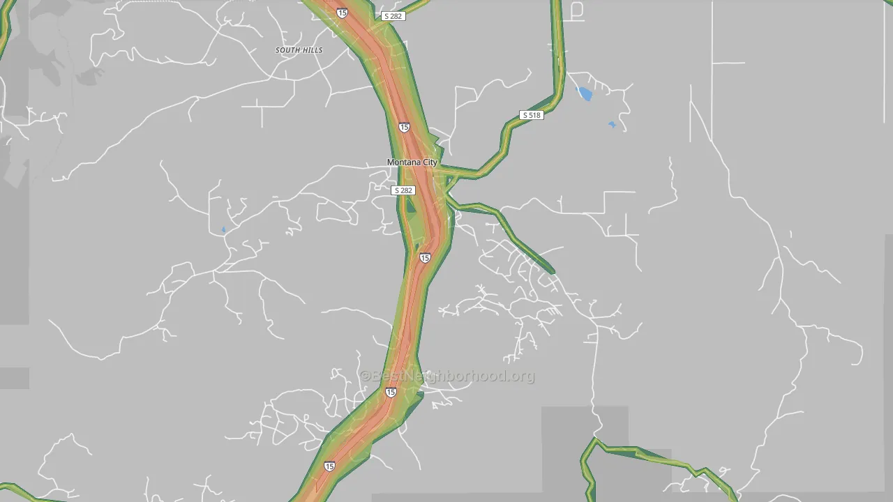 Montana City, MT Map of Noise Levels in Montana City